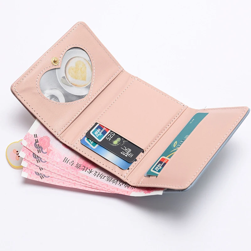 Women Short Thin Korean Version Cute Cartoon Bear Ladies Small Wallet Student Three-fold Wallet Female Fashion Short Coin Purse