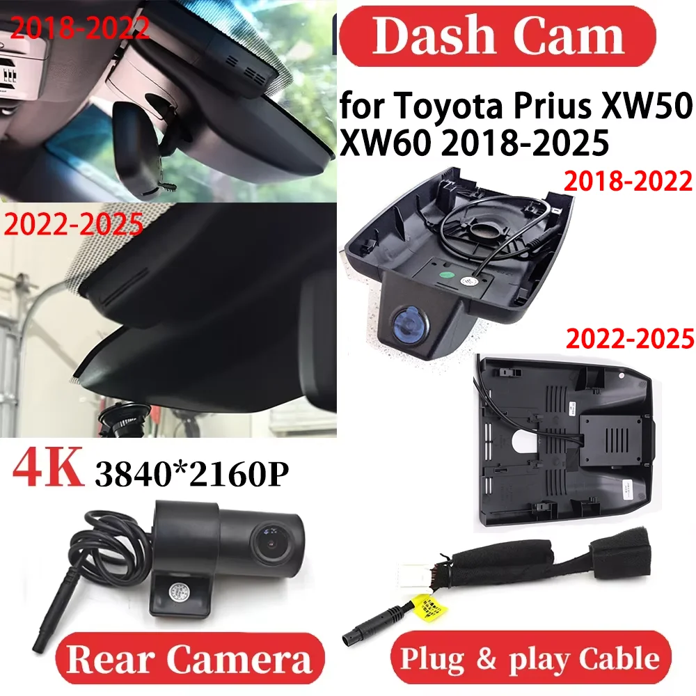 

ZJCGO UHD Car 4K Video Recorder DVR Dash Cam Dashboard Camera Plug and play Night Vision for Toyota Prius XW50 XW60 2018-2025