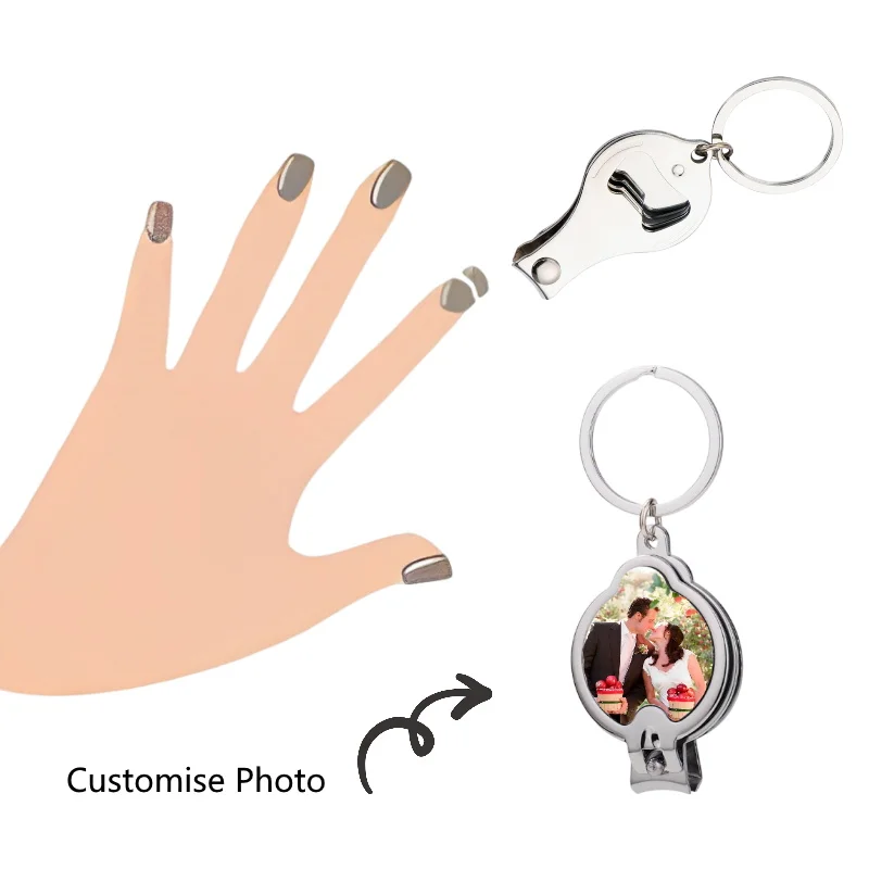 1Pc Personalized Custom Picture Metal Nail Clipper Keychain with Photo Frame – Personalized DIY Craft Gift, Unique Round Design, Everyday Keychain | Round Keychain | Glossy Appearance