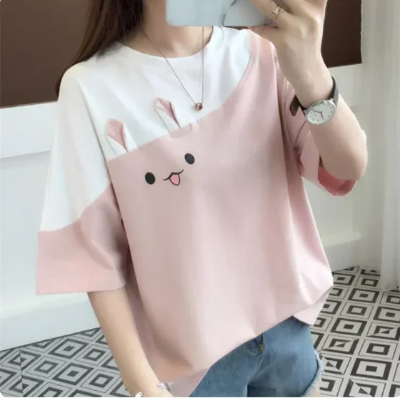 Camiseta de anime para mulheres e meninas, G019 Fashion, tops bonitos, rosa, verão, 2023