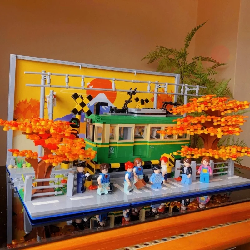 Klocki konstrukcyjne Slum Dunk Kamakura, model ulicy z kwiatami wiśni, ozdoby kolekcjonerskie, zabawki, prezenty urodzinowe