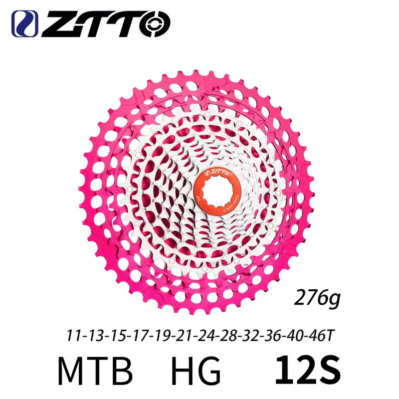 ZTTO Pink-Silver Ultralight MTB HG Cassette 275g-299g 12 Speed 11-46T 11-50T 11-51T SLR3 K7 Sprocket
