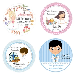 Personalized Baby Baptism Sticker, Custom Stickers for Boys and Girls, My First Communion, 100 PCs, 3-7cm