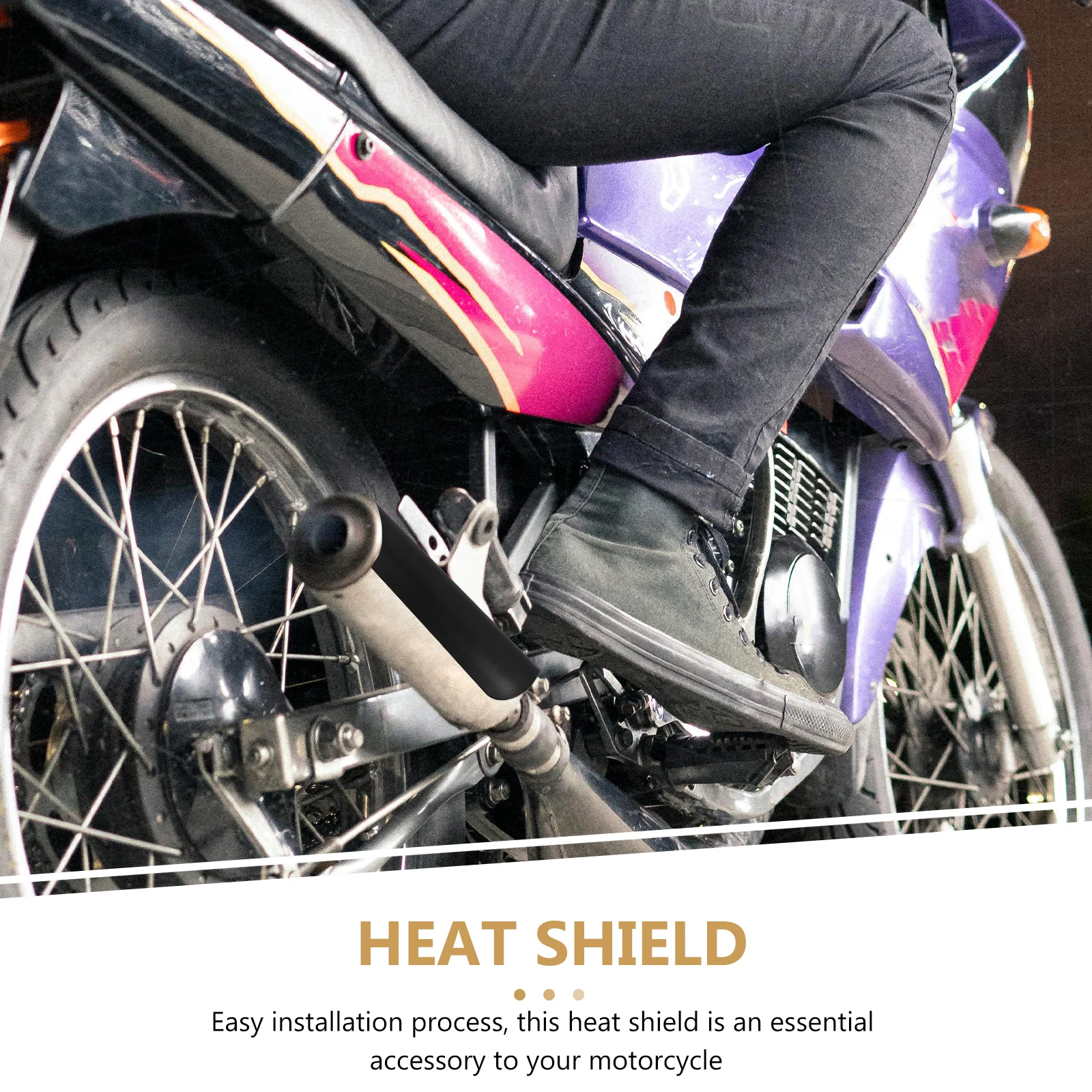 

Exhaust Muffler Heat Shield Cover Black Insulation Guard for Motorcycle Exhaust Accessories Heat Protector Tube Enhancer