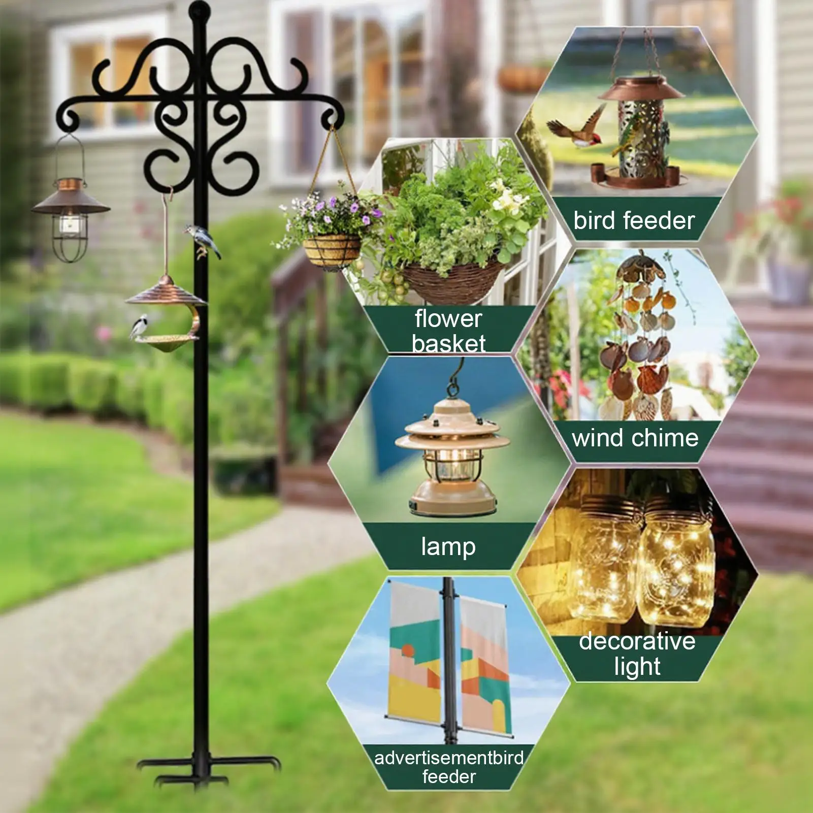 Bird Feeder Post Bird Feeder Hangers For Outside Adjustable Rust-Proof Garden Suet Baskets Hanger For Decorative Lights Lantern
