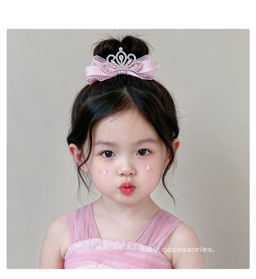 2026 Neue Mode Rosa Prinzessinnen-Schleifen-Blumen-Haarset Hochelastisch Haarschonend Lange Quasten Haaraccessoires für Mädchen Kinder Geschenk – Detail 2