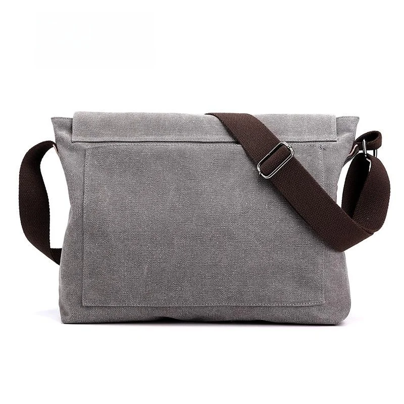Men's Large Capacity Canvas Shoulder Bag Casual Crossbody Briefcase Retro Simple Design Business Leisure Computer Satchel