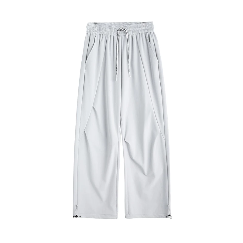 American-style Pleated Draped Casual Pants for Men Thin Loose-fitting Summer Long Pants Quick-dry and Breathable Curved-cut Pant