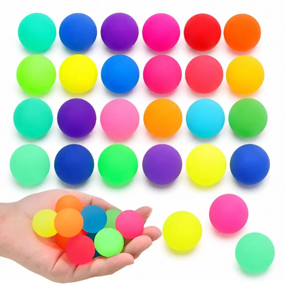 12/24pcs Assorted Rainbow Plain Elastic Balls Small Rubber Bouncy Balls Birthday Party Supplies YMY