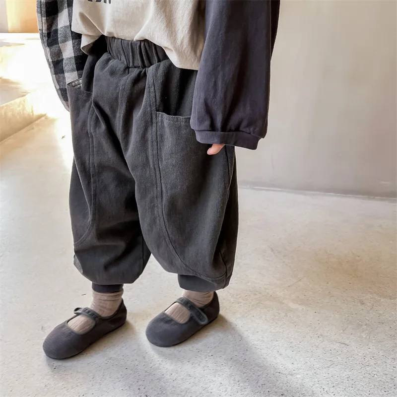 

2023 Autumn Spring New Children's Loose Casual Harem Pants Fashion Korean Baby Girls Wide Leg Trouse Kids Clothing Boys Pants