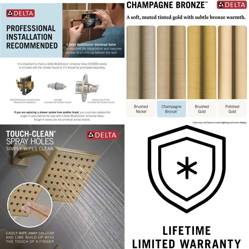 Champagne Bronze 14 Series Shower Faucet Set with Brushed Gold Showerhead and Handle