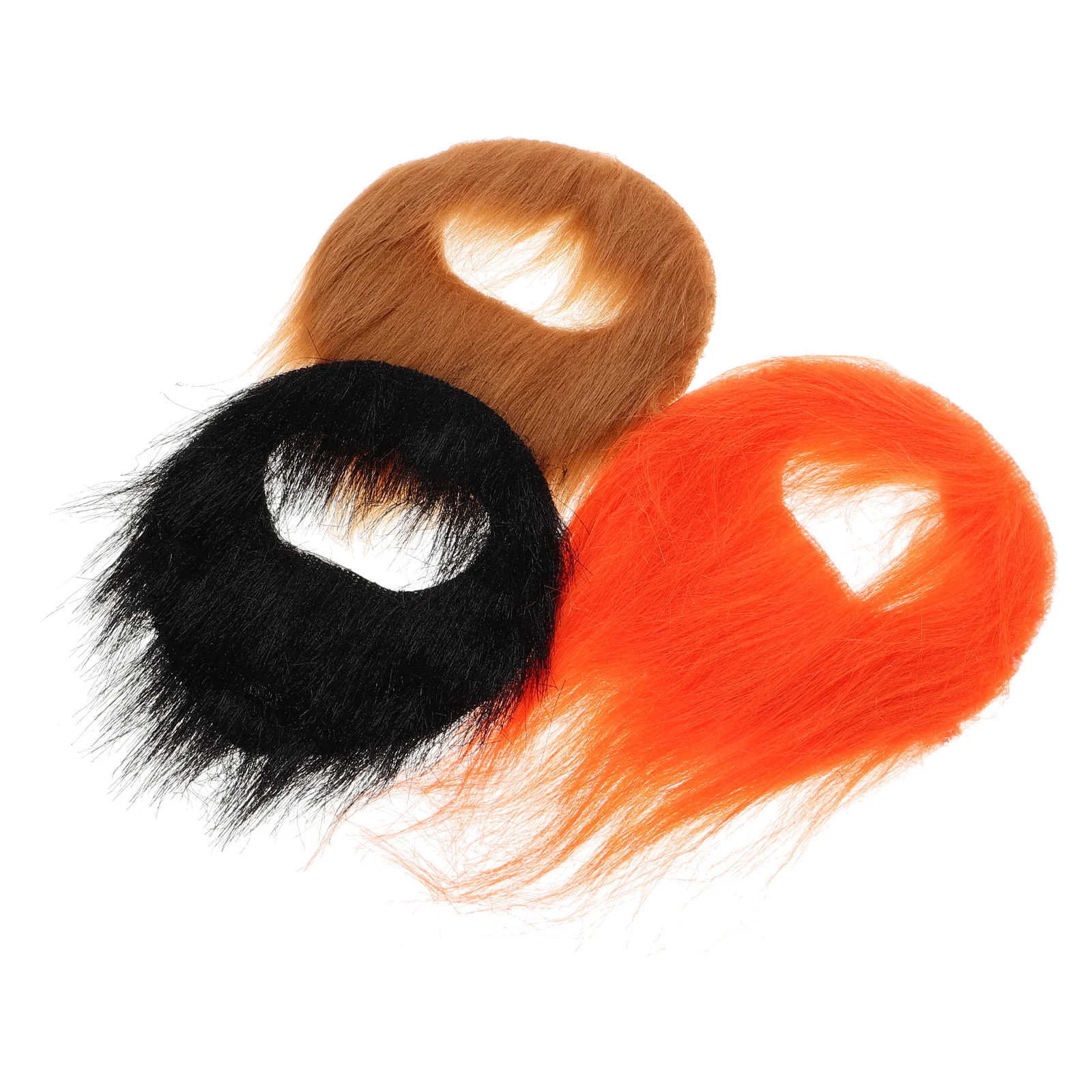 

3 Pcs Fake Beard Mustache Funny Prop Costumes Brown Makeup Props False Party Polyester Beards Halloween Self Adhesive