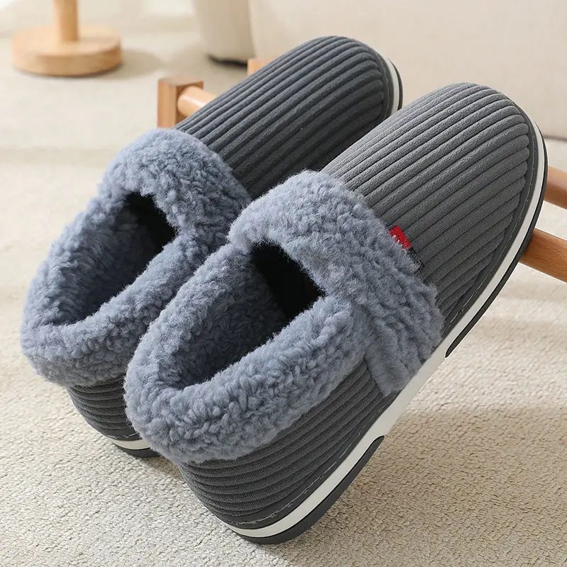 2023 New Winter Thick Plush Slippers Couples Consice Indoor Home Furry Shoes For Men Women Fur Warm Casual Plush Cotton Slippers