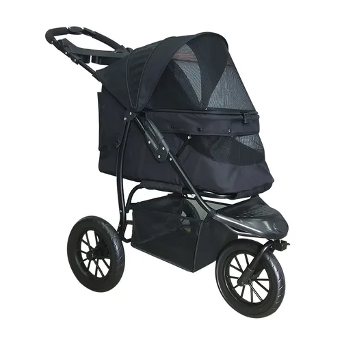 휴대용 애완 동물 유모차, 하이 퀄리티 3 개의 큰 바퀴, 애완견 고양이 트롤리, 야외 여행 캐리어, 고양이 개 애완동물 카트 