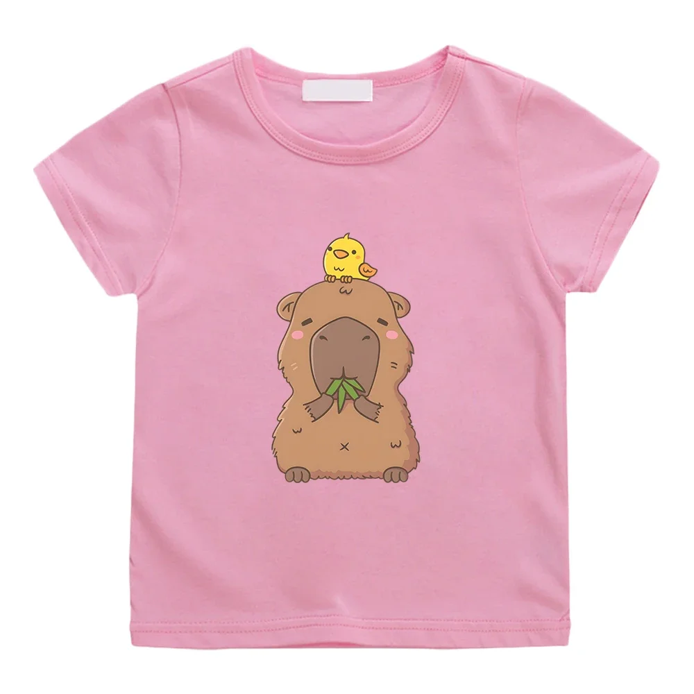 Capybara Printed Graphic Anime T-shirts Kawaii Comic Tshirt Boys/girls 100% Cotton Short Sleeve Tee-shirt Funko Pop Soft T Shirt