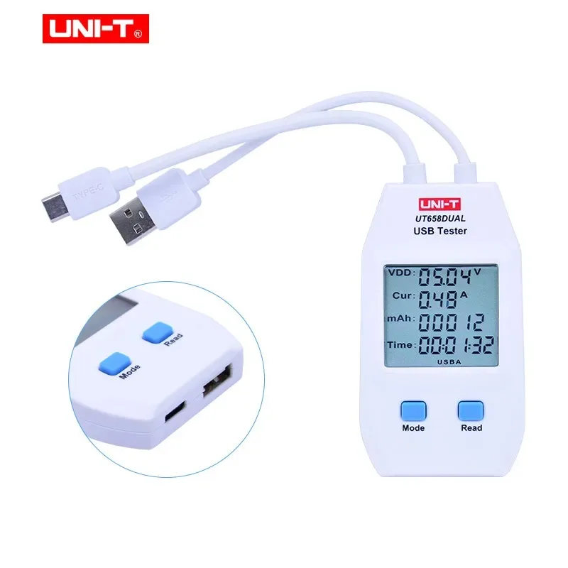 Mini compact and portable UT658 series output current and voltage tester Type-A-C interface multifunctional tester