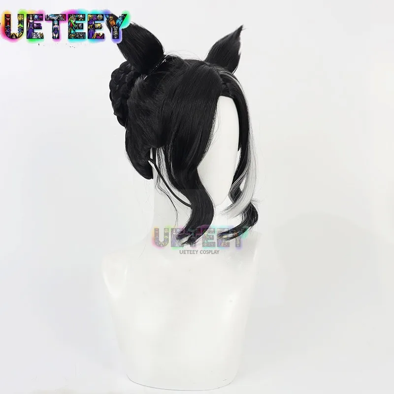 UETEEY Uma Musume Pretty Derby Mejiro Ramonu شعر مستعار تأثيري آذان ذيل حفلة الهالوين زي الشعر الاصطناعية ألياف مقاومة للحرارة #2