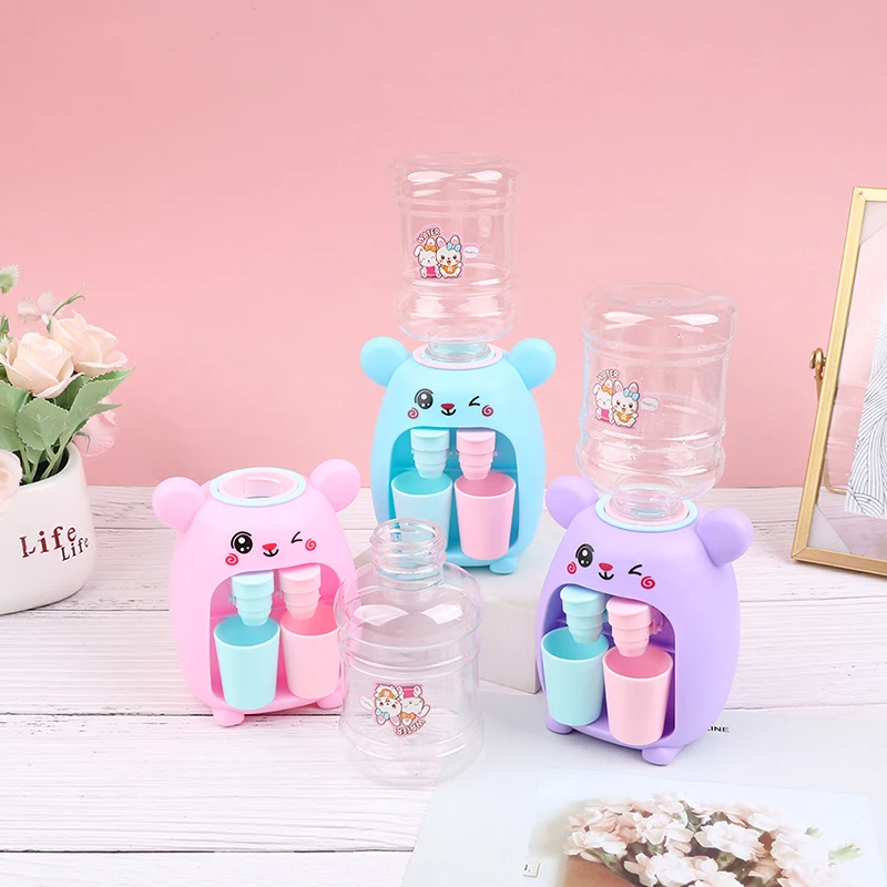 1pc 미니 워터 디스펜서 마시는 분수 어린이를위한 주방 장난감 선물 어린이 만화 물 주스 우유 마시는 분수 장난감
