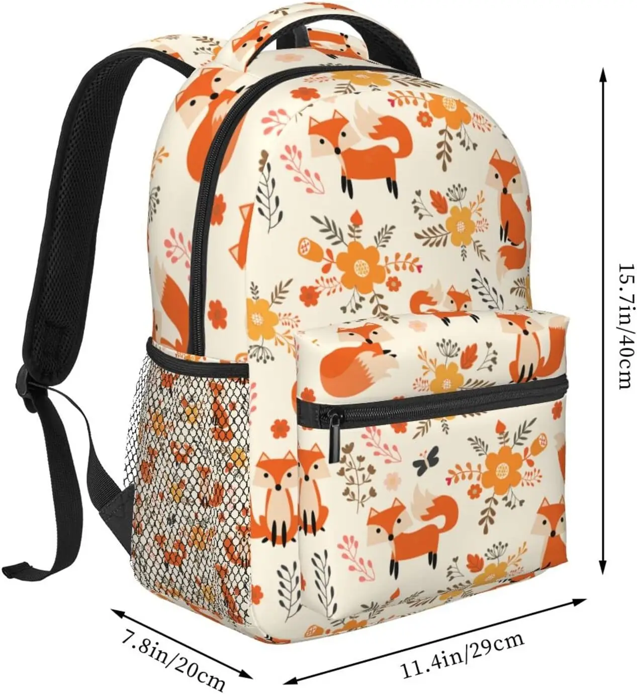 Cute Fox Backpack High Capacity Backpack Lightweight Hiking Daypack for Men Women