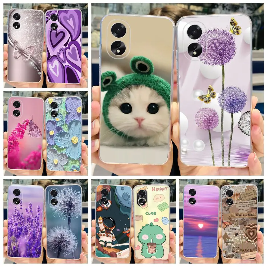 For Oppo A18 Case CPH2591 Stylish Painted Back Cover Clear Silicone Soft TPU Phone Case For Oppo A38 A 38 OppoA18 OppoA38 Bumper