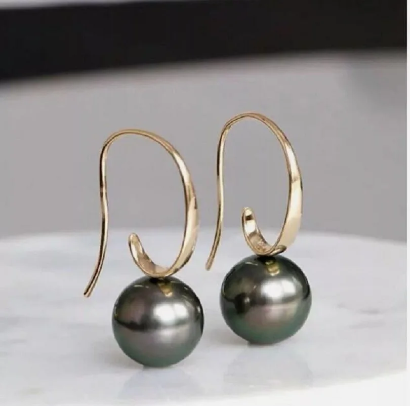 

Natural huge perfectAAA 10-11/11-12mm Black Tahitian Pearl Earrings in 925s