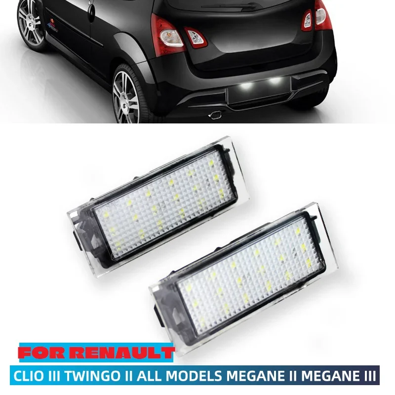 2pcs LED Number Plate Light for Renault Clio Laguna 2 Megane 3 Twingo Master Vel Satis Wind Trafic Twizy License Plate Light