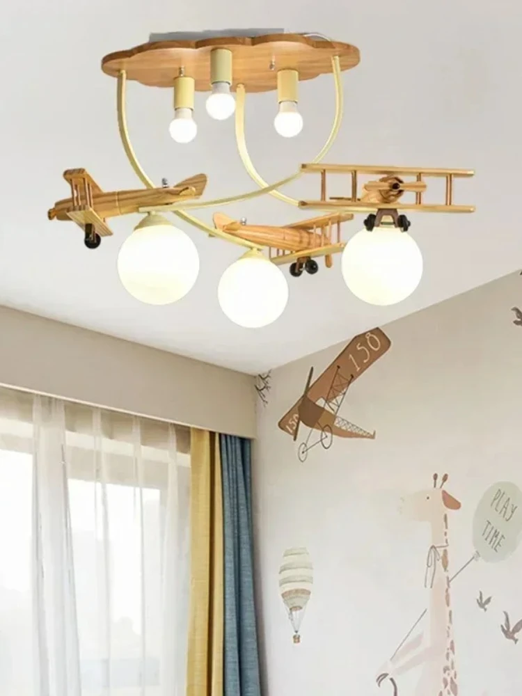 Nowoczesne luksusowe nordyckie drewniane lampy wiszące LED w kształcie samolotów z bąbelkami, artystyczne i kreatywne lampy do salonu, dekoracja domu, żyrandole. — Zdjęcie 2 z 2