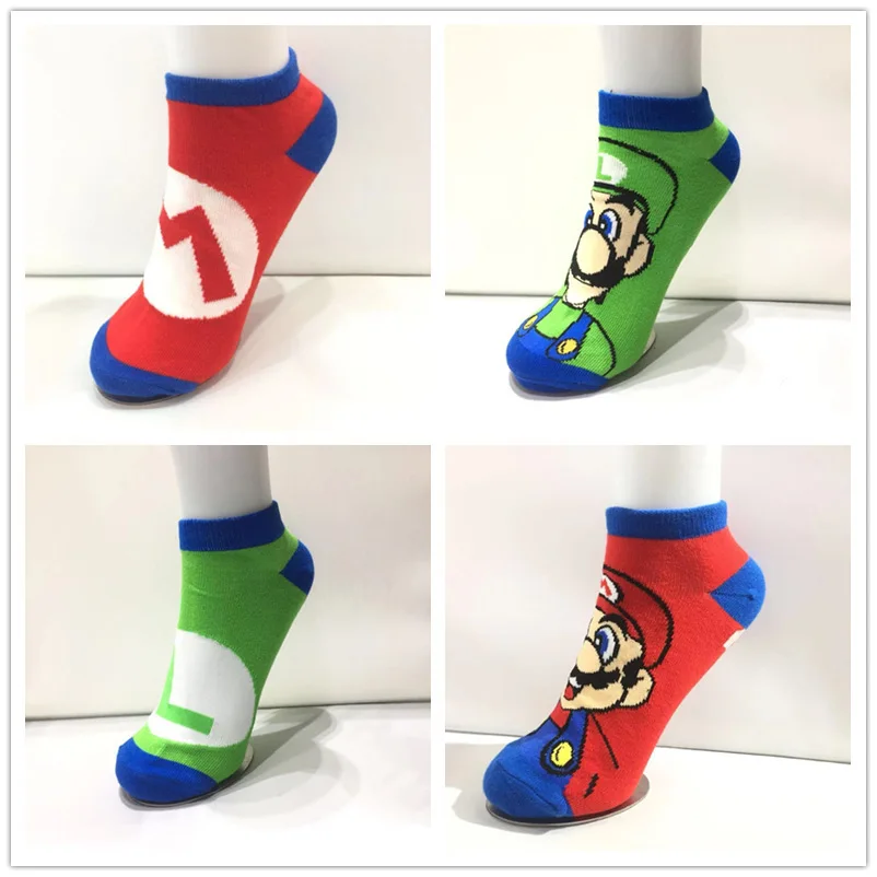 Super Mario Cartoon Korte Katoenen Sokjes Mario Luigi Student Jeugd Anime Figuur Sport Leisure Ademende Sokken X-Mas geschenken