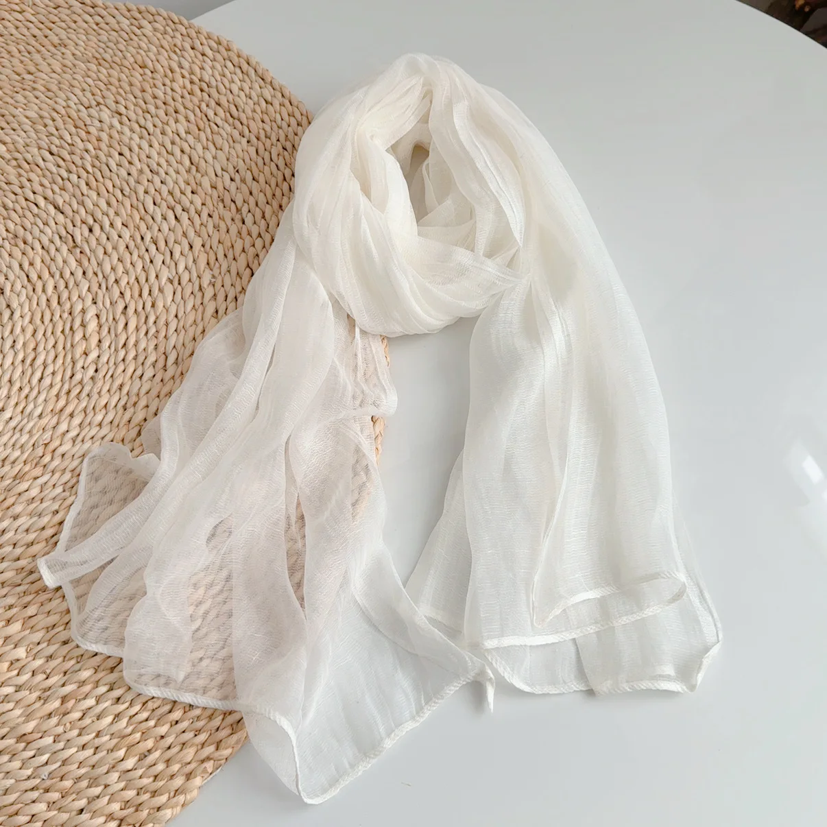 Spring and Summer Solid Color Sunshade Neck Protection lightweight and Breathable Women's Scarf Gauze Scarf