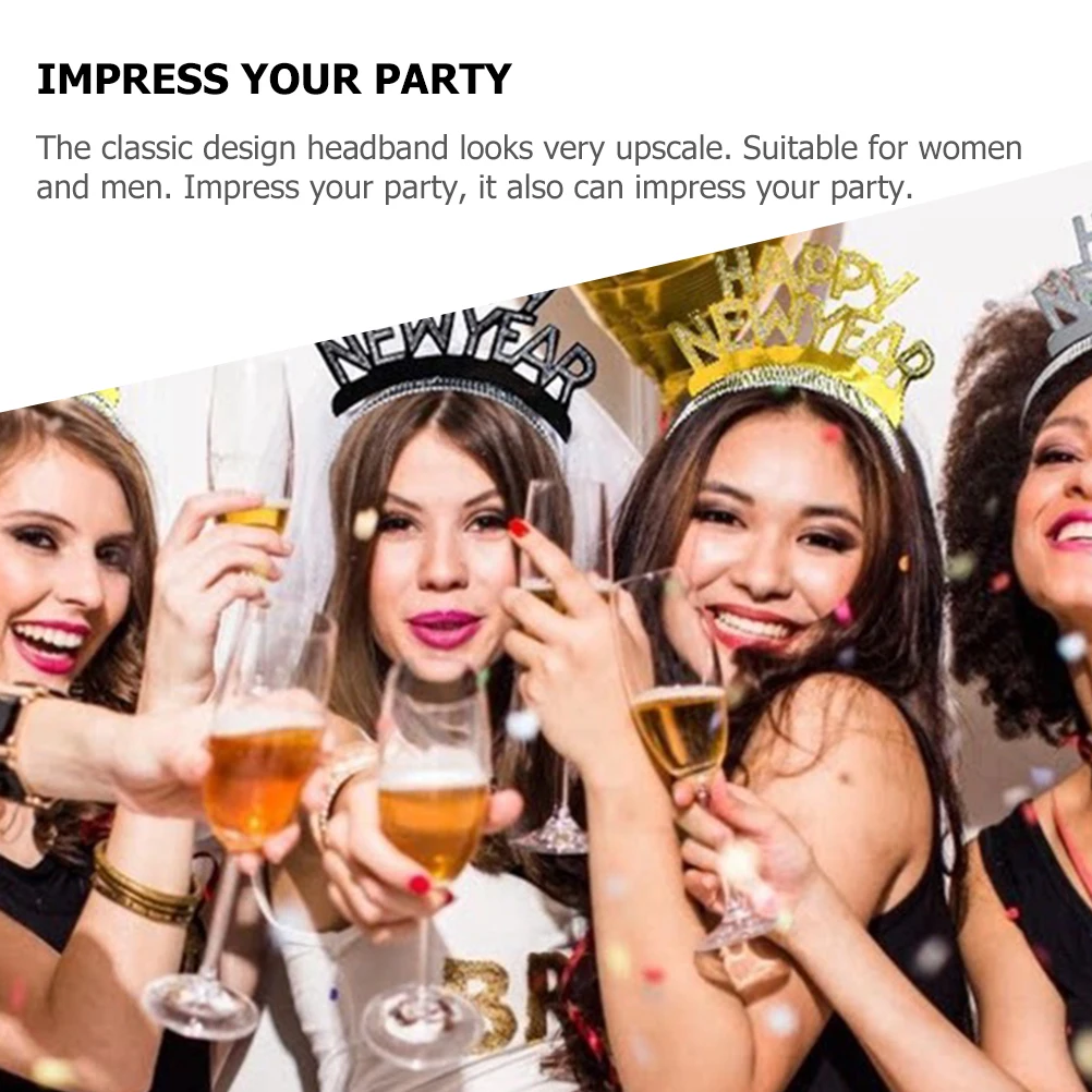 

12 Pcs New Year Headband Party Hats 2024 Happy New Year Supplies Adult Headbands Photo Props Festive Accessories