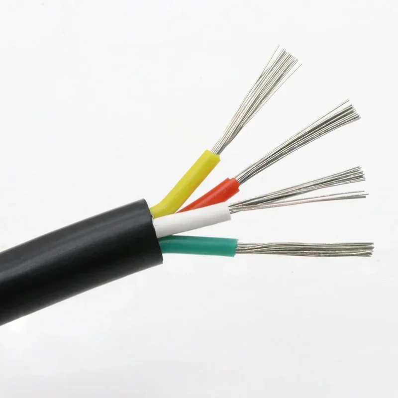 Square 0.3mm ~Square 6mm Black Multicore Heat Resistant Silicone Wire 2 3 4 6 Cores Tinned Copper Soft Sheath Electrico Cable 4