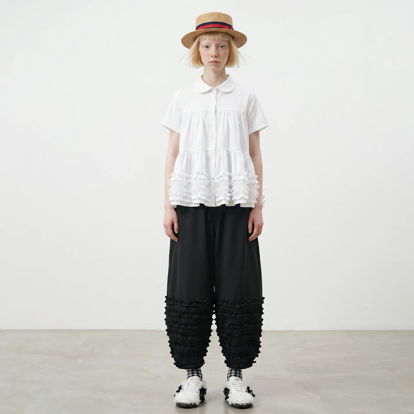 

imakokoni summer Japanese loose cotton high waisted fungus edge slimming casual pants black lantern pants for women 265447