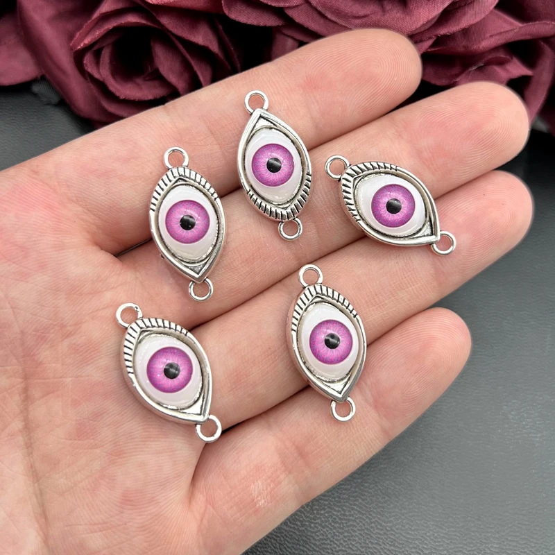 5pcs Charms 2colors Devil Eye 30x15mm Antique Silver Color Pendants Making DIY Handmade Tibetan Finding Jewelry Accessories