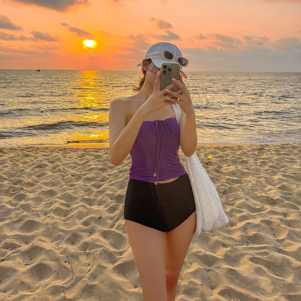 

2026 New Women's Bikini High Waist e Strapl Neline Vaion Beach Faionable White Outfit Separate Swimsuit