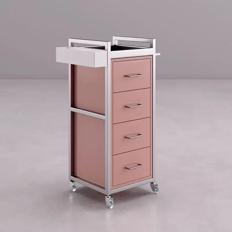 DM Salon Trolley Cart 4 Drawers Heavy-Duty Foldable Aluminum Alloy Frame Modern Multi-Function Universal Wheels Beauty School
