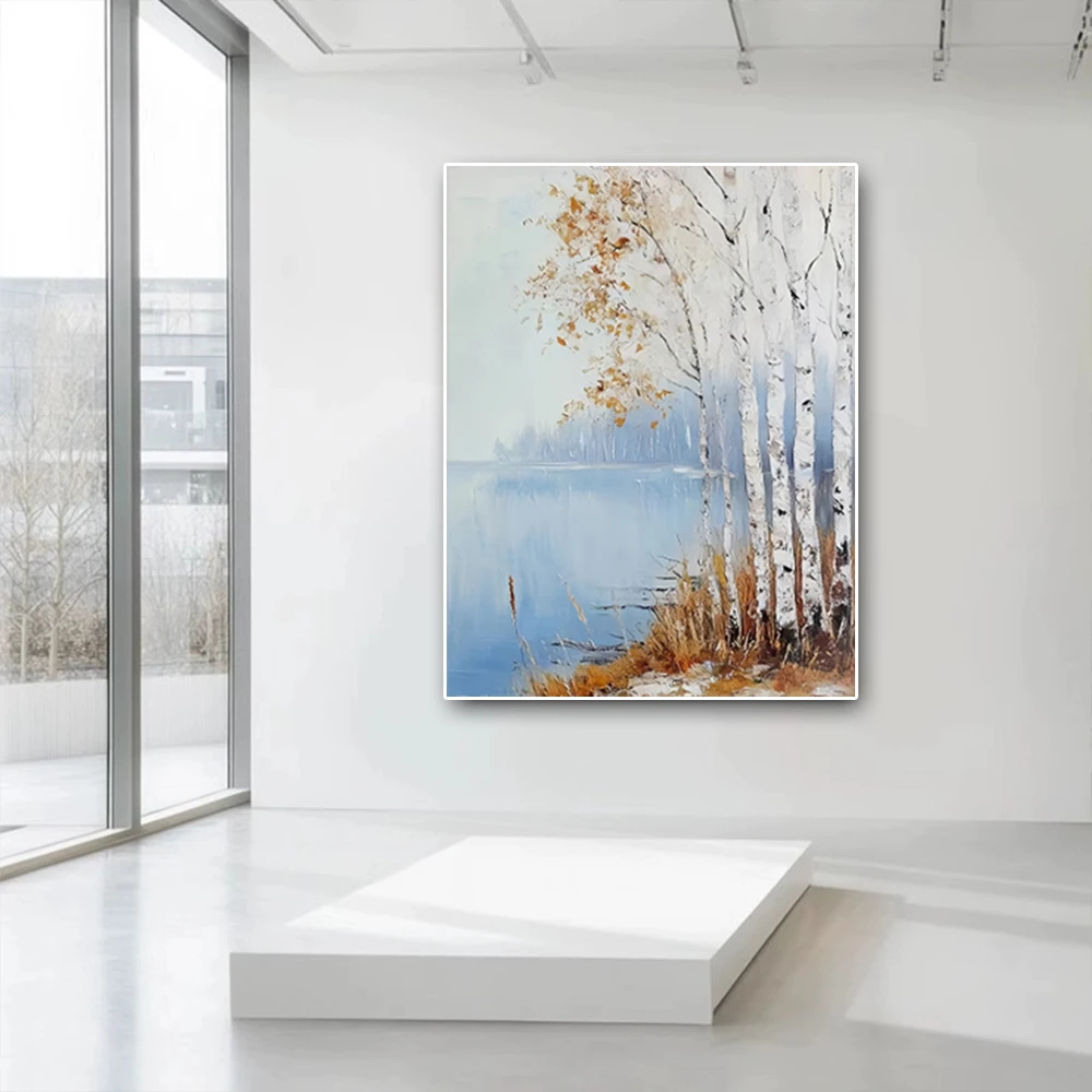 Hand Painted Future City Street Landscape Oil Painting On Canvas Modern Abstract Wall Art Silver Gray Pictures For Living Room