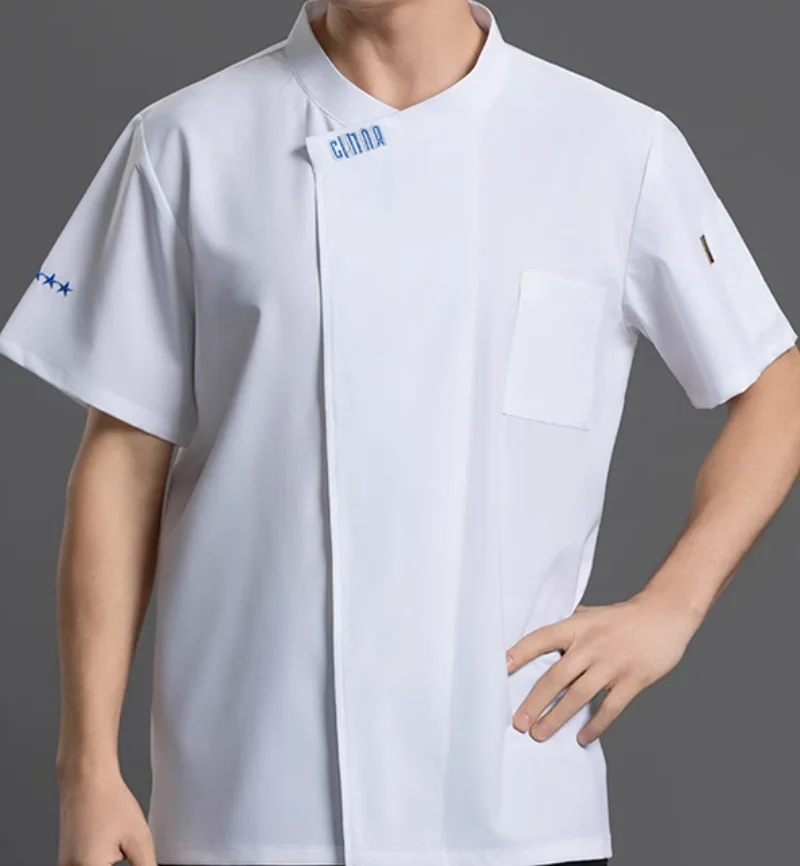 Summer Short sleeved Ice Silk Chef Work Clothes Catering Hotel