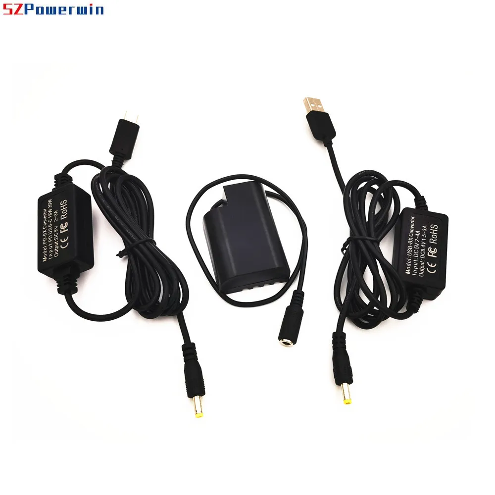 Power Bank USB Cable+USB-C PD Converter+BLF19 Dummy Battery DMW DCC12 Coupler for Panasonic Lumix DMC-GH3 DMC-GH4 GH5 GH4 GH5s