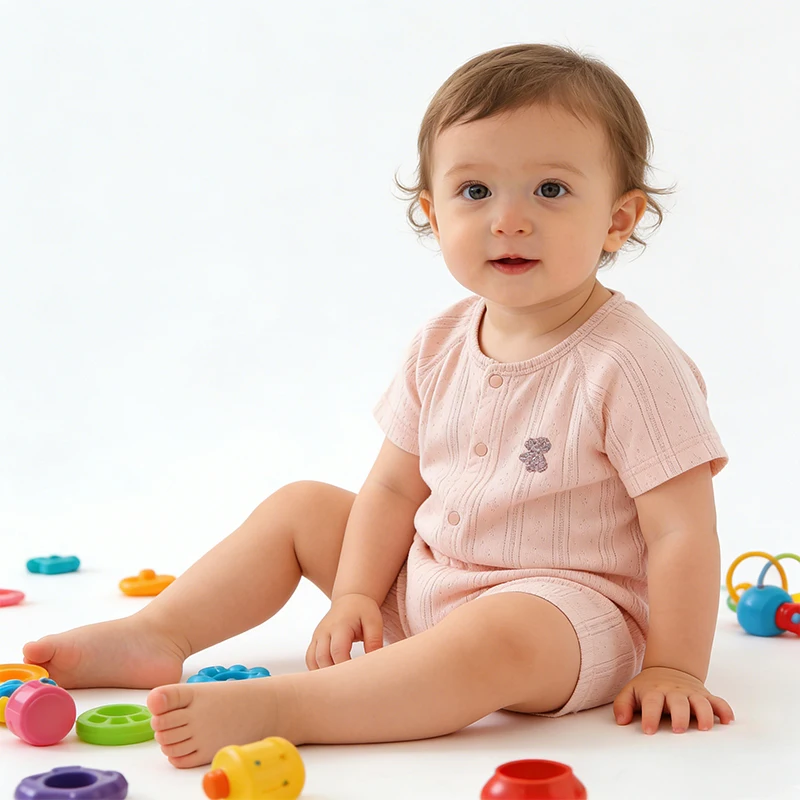 Baby Spring and Summer Romper, Pure Cotton, Seamless, Class A, Thin Long-Sleeve Air Conditioning Clothing, Infant Stretchy Jumpsuit, Cool Feeling