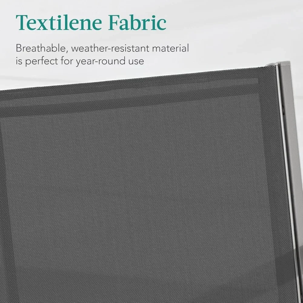 مجموعة محادثة فناء منسوجات خارجية مكونة من 4 قطع، أثاث الفناء الخلفي مع مقعدين، طاولة قهوة، إطار فولاذي - رمادي داكن/فحمي #4