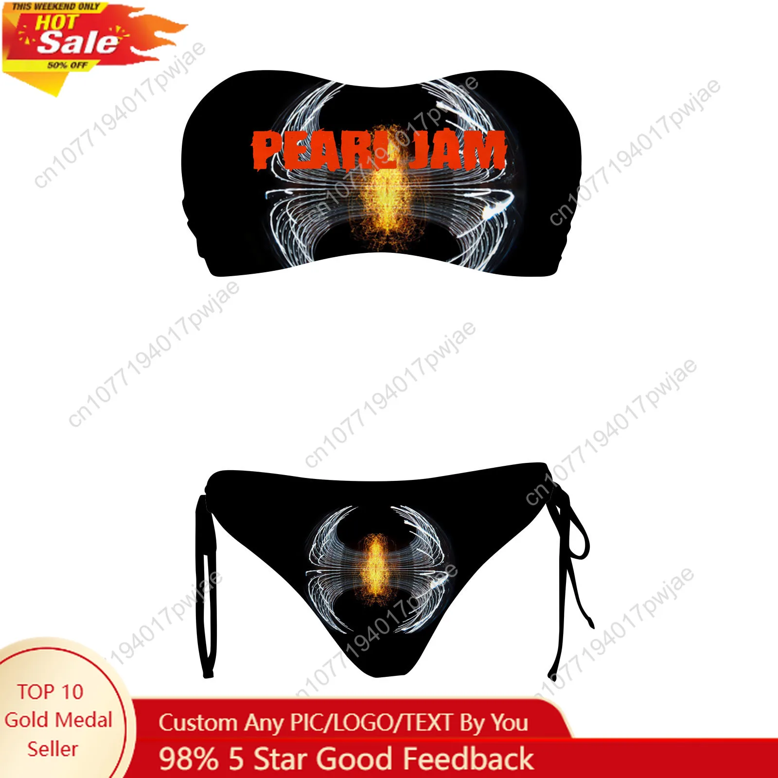 

Pearl Jam Band Custom Swimsuit Womens Drawstring Two Piece Set Bathing Suits Swimwear Pool Party Beach Bikini Beachwear