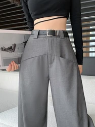 Women Straight Wide Leg Suit Pants 2023 autumn Spring New Lady Casual Slim Long Trousers Female Bottom Solid Color All-Match