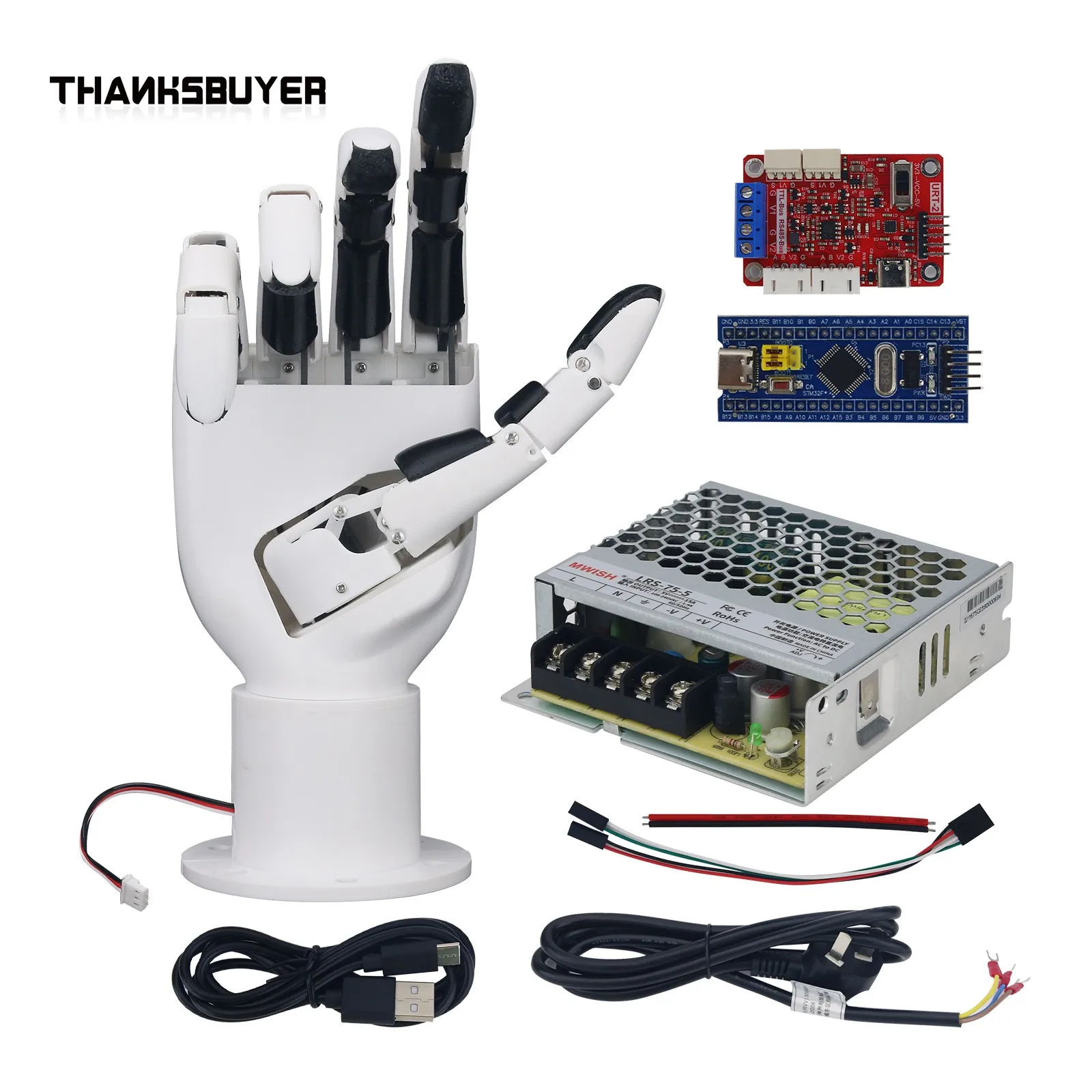 Thanksbuyer LA01 CyberHand 6DOF Open Source Bionic Robot Hand, DIY Intelligent Robotic Gripper for Education Research