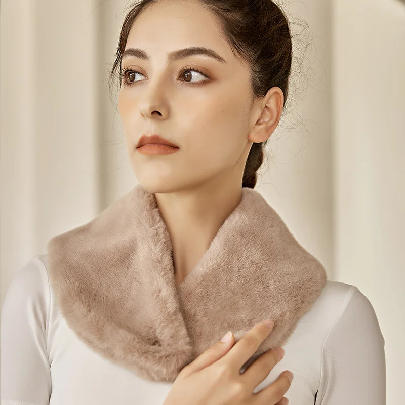 Autumn and winter neck protection and warmth artifact imitation rabbit velvet scarf cold-proof thick plush scarf