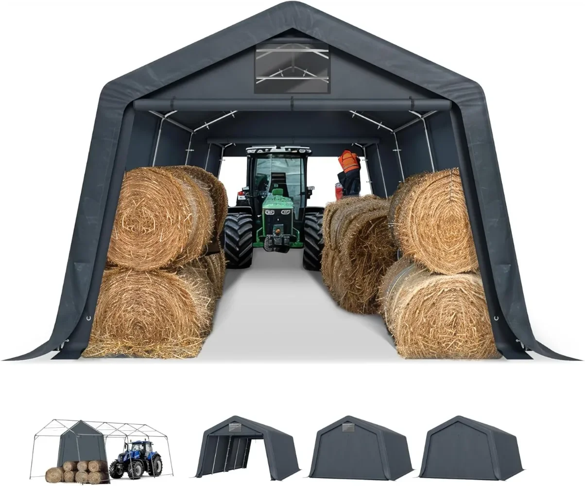 

13'X22'X9.6' Outdoor Portable Storage Shelter Shed Garage with Roll up Zipper Doors & Vents Carport for Motorcycle Waterproof