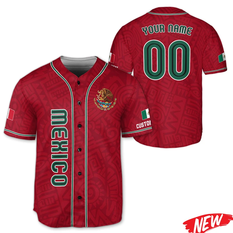 

Custom Name Mexico Baseball Shirt For Men Sports Jersey Tops Summer Quick Dry Shirt Outdoor Short Sleeve Mexican Tee Shirts