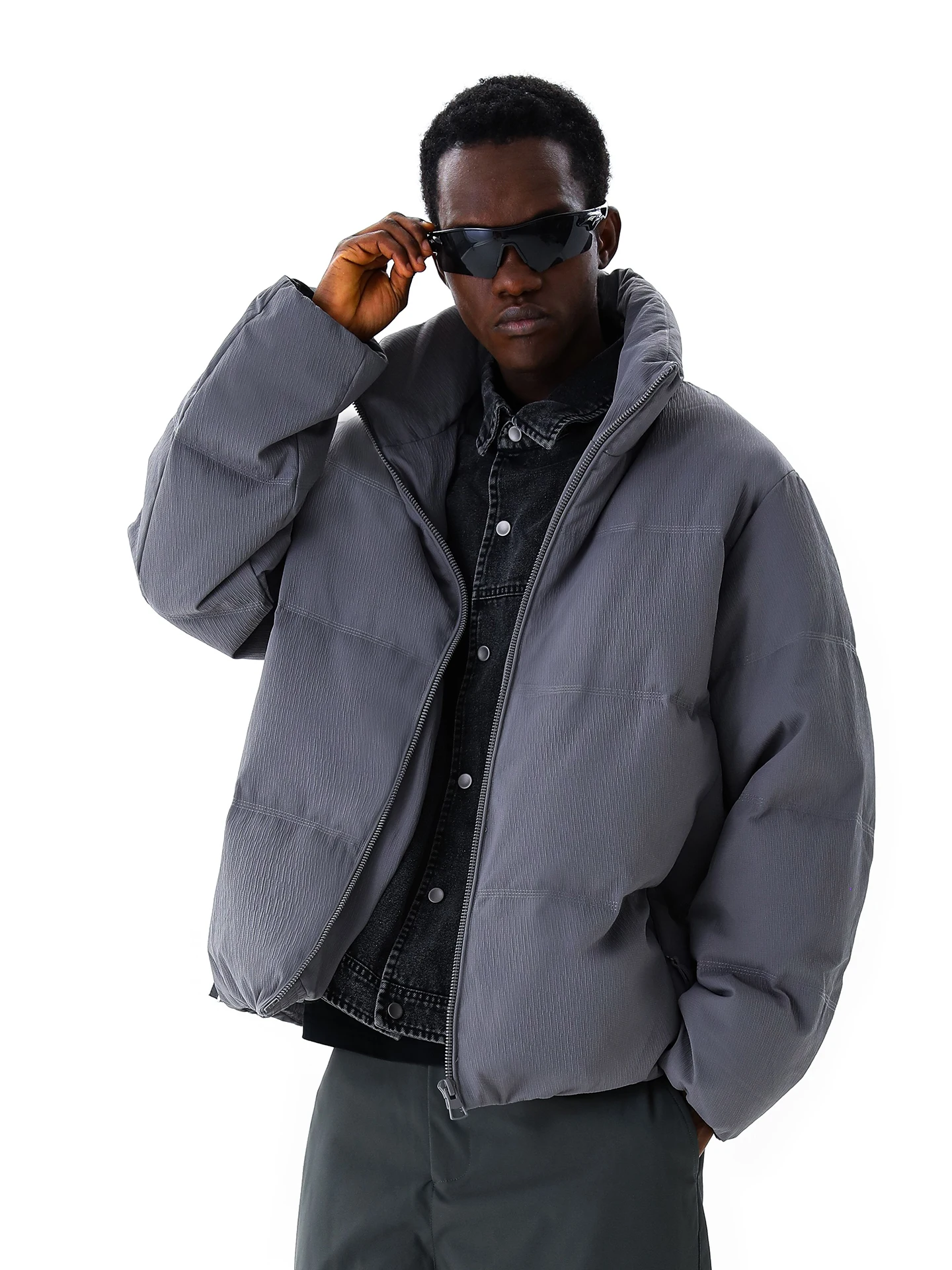 

MMOPTOP Men's Casual ort Thiened White Du down Jaet Stand Collar Warm Outerwear Polyester Fiber Long Sve Zipper