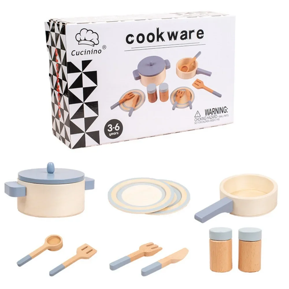 Mini giocattoli da cucina in legno Pentole Pentola Padella Cuoco Giochi di imitazione Casa educativa Giocattoli per bambini Simulazione Utensili da