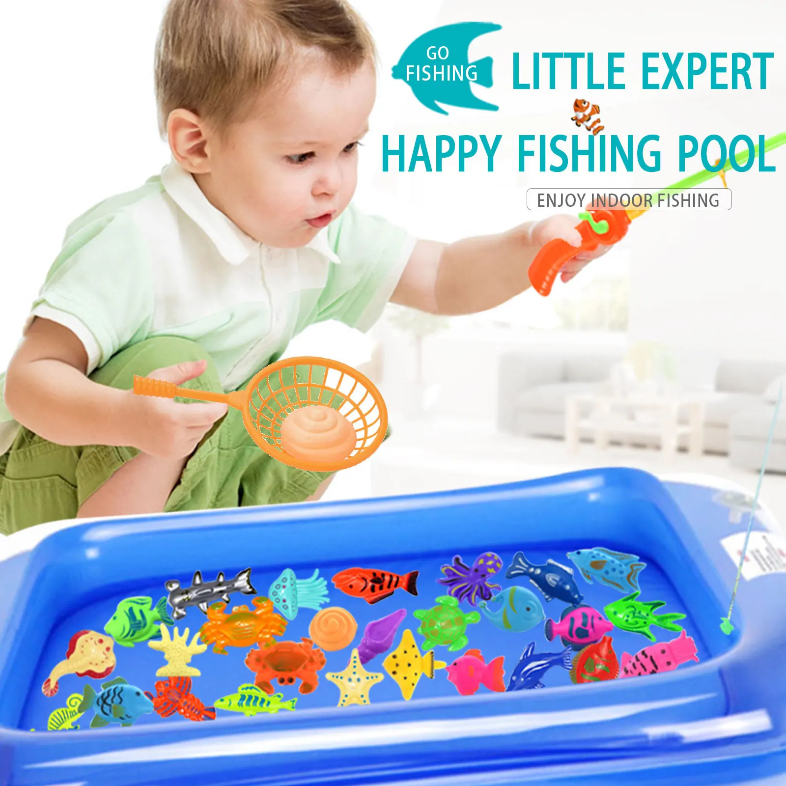 28 Fishing Toys (Randomly Colored), Plastic Floating Fish, Colorful Marine Animals, Fishing Toys, Water Table, Bathtub, Swimming