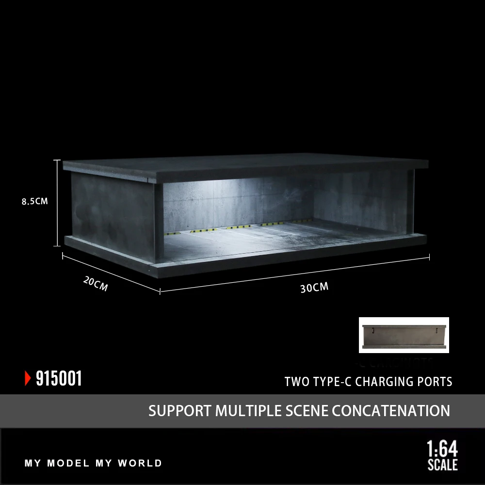 โรงจอดรถจำลองเรืองแสง 1:64 โรงจอดรถใต้ดิน! ชุดประกอบไฟประดับจำลองฉากลานจอดรถแบบจิ๋ว